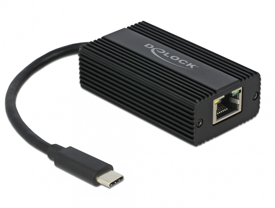 Imagine Adaptor USB-C la Gigabit LAN Realtek 2.5 Gb/s, Delock 65990