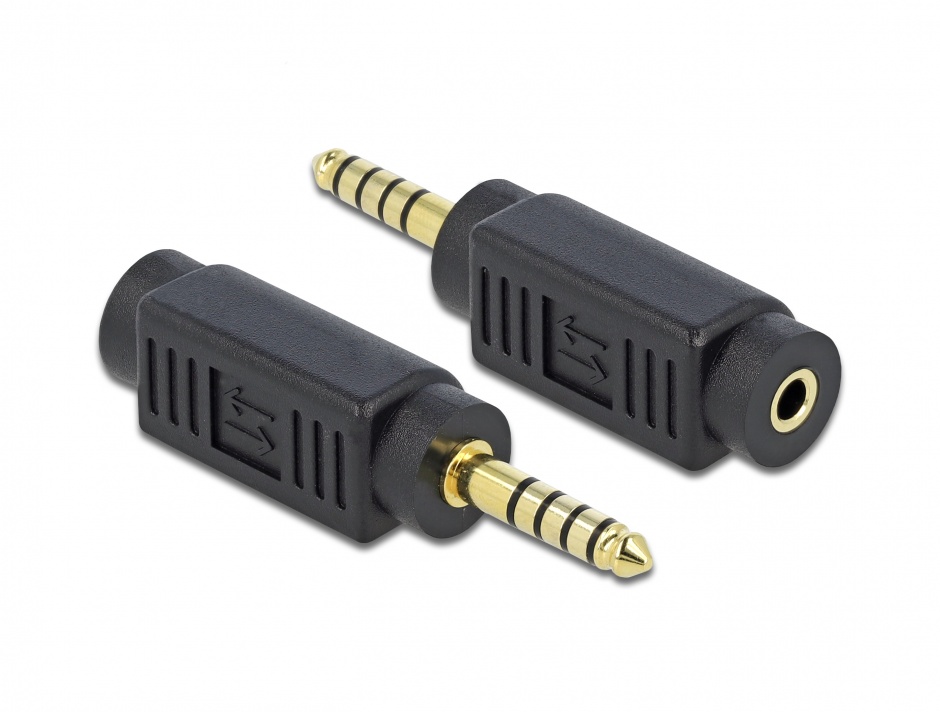 Imagine Adaptor stereo jack 4.4mm 5 pini la jack stereo 3.5 mm 3 pini T-M, Delock 65994