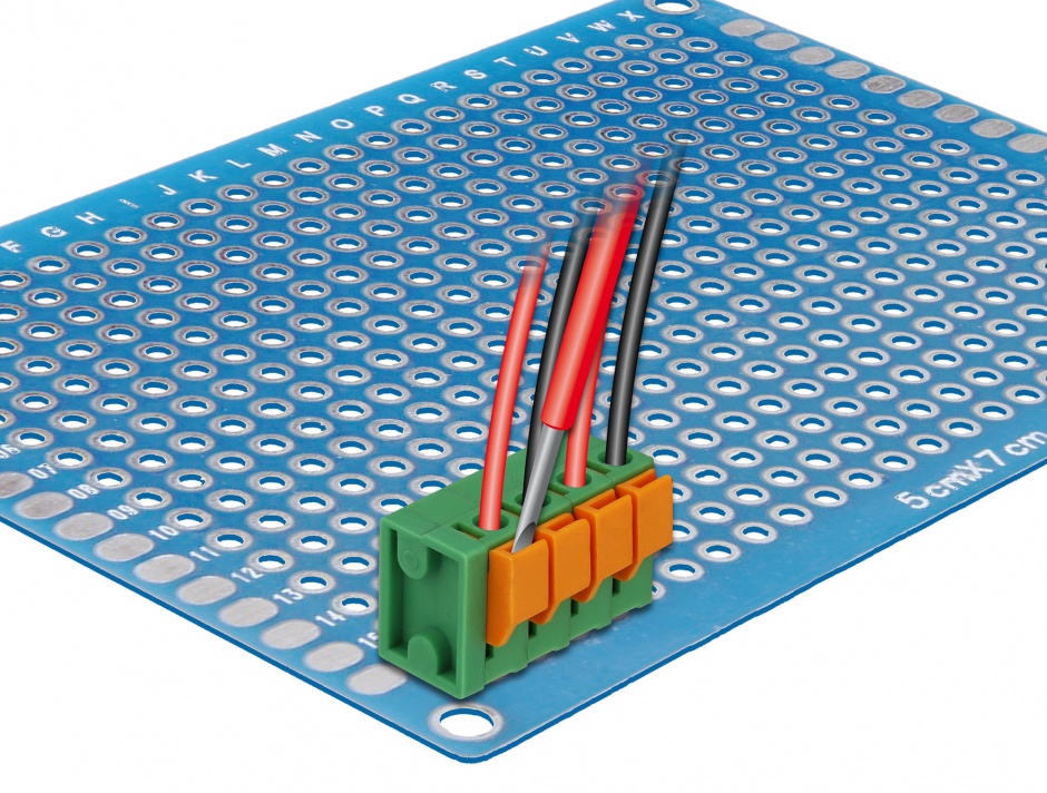 Imagine Set 4 buc bloc terminal pentru PCB 4 pini 5.08 mm pitch vertical, Delock 66270