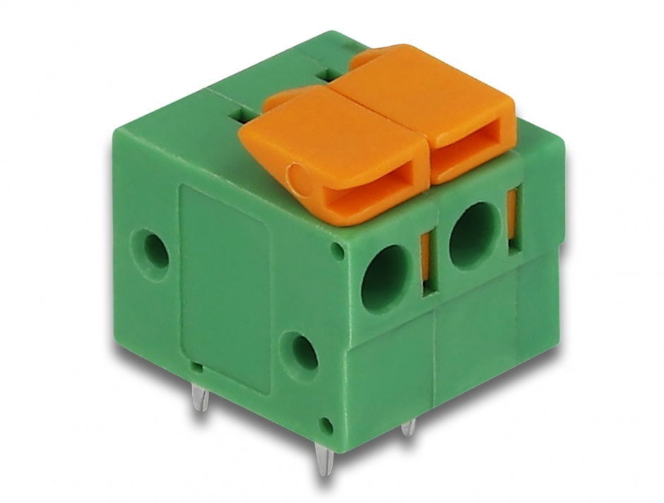 Imagine Set 4 buc bloc terminal pentru PCB 2 pini 5.08 mm pitch orizontal, Delock 66274