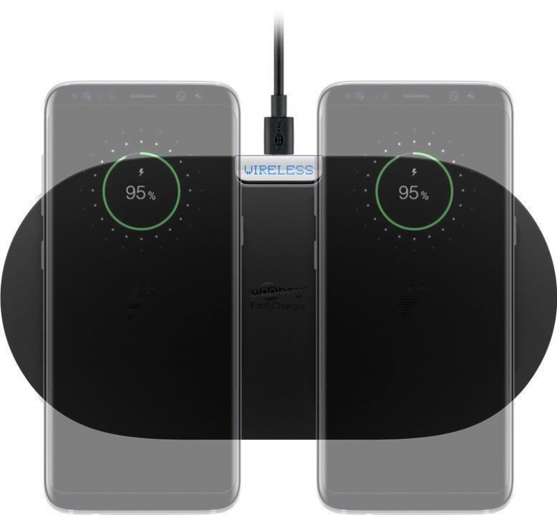 Imagine Pad pentru incarcare wireless 2 dispozitive 10W Negru, Goobay 66308