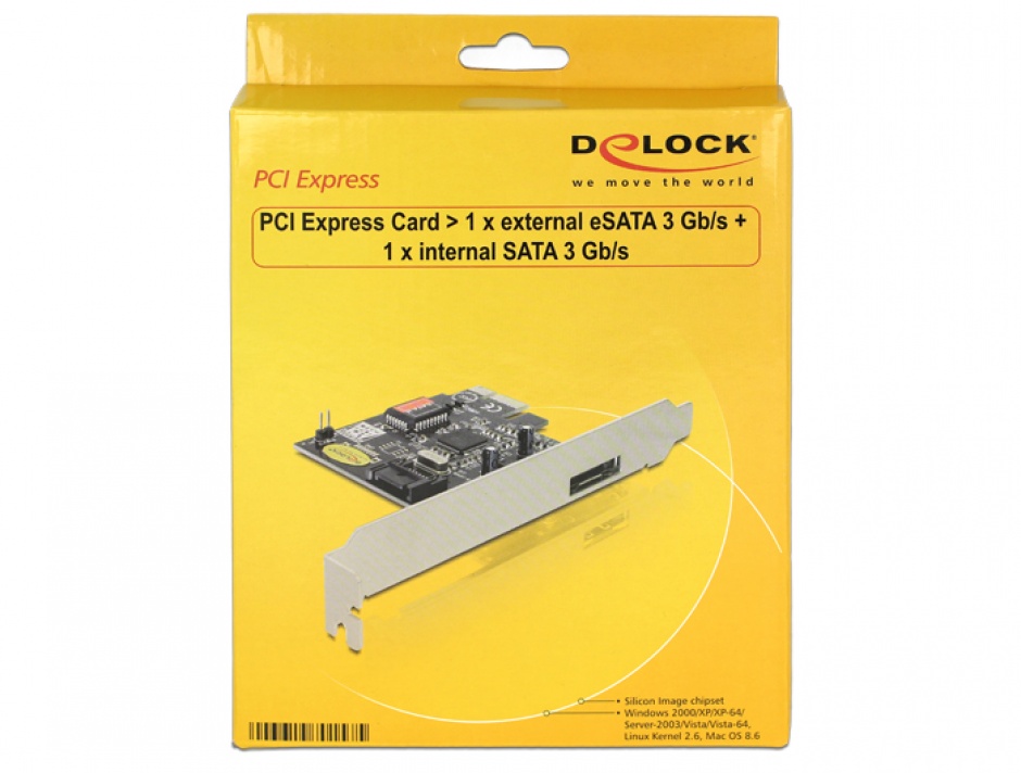 Imagine Placa PCI Express la 1x eSATA, 1x SATA, Delock 70157