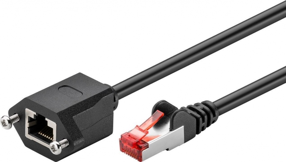 Imagine Cablu prelungitor de retea cat 6 F/UTP 0.5m Negru, Goobay 77554