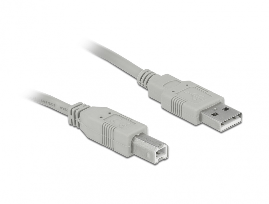 Imagine Cablu de imprimanta USB-A 2.0 la USB-B 1.8m T-T Gri, Delock 82215