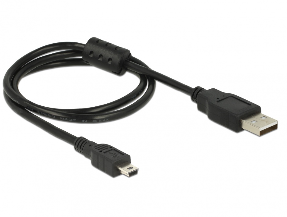 Imagine Cablu USB 2.0 A la mini USB 5 pini 0.7m, Delock 82396