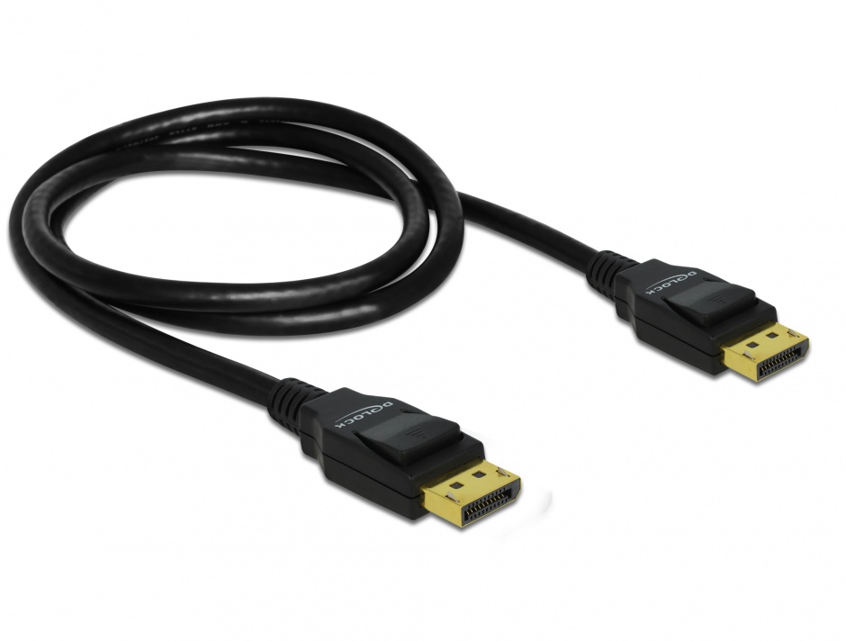 Imagine Cablu DisplayPort v1.2 4K T-T ecranat 1m negru, Delock 82423