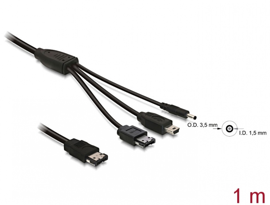 Imagine Cablu eSATAp 5V la eSATA/mini USB/DC 1m, Delock 82467