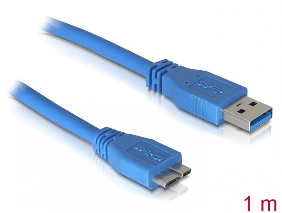 Imagine Cablu micro-B USB 3.0 la USB-A T-T 1m Bleu, Delock 82531