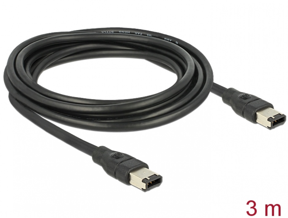 Imagine Cablu FireWire 6 pini la 6 pini 3m, Delock 82575