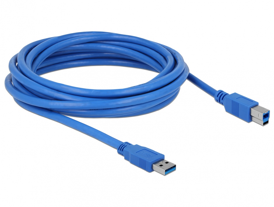 Imagine Cablu USB 3.0 tip A la tip B 5m T-T albastru, Delock 82582