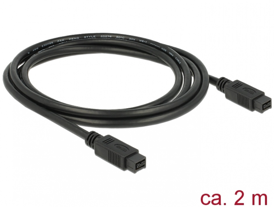 Imagine Cablu Firewire IEEE1394 9 pini la 9 pini 2m, Delock 82599 