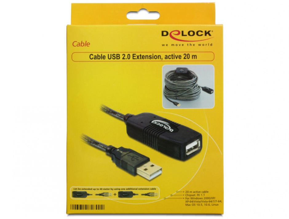 Imagine Cablu prelungitor activ USB 2.0 T-M 20m, Delock 82690
