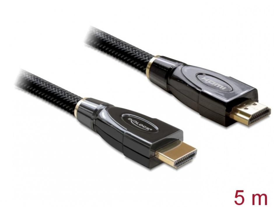 Imagine Cablu HDMI Premium 4K 19T-19T 5m, Delock 82739