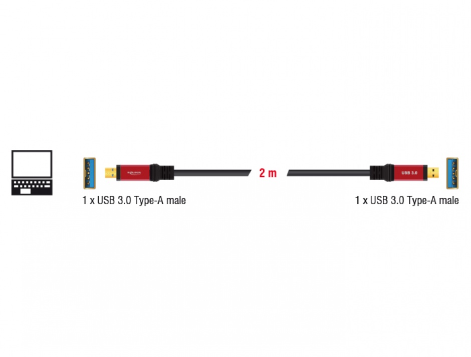 Imagine Cablu Premium USB 3.0 T-T 2m, Delock 82745