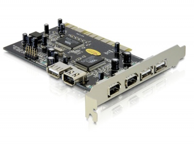 Imagine Placa PCI cu USB 2.0 + FireWire 4+2 porturi, Delock 89050