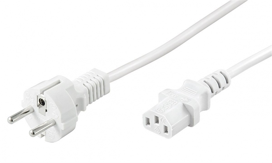 Imagine Cablu alimentare PC conector drept la IEC C13 2m Alb, Goobay 96039