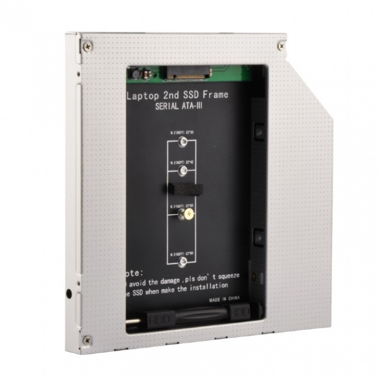 Imagine Installation Frame (Caddy) Slim SATA 5.25" 12.7mm  pentru M.2 NGFF, Gembird A-SATA12M2-01
