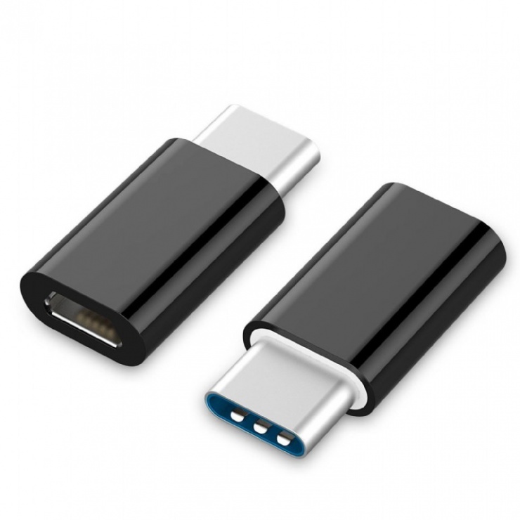 Imagine Adaptor micro USB-B 2.0 la USB-C M-T Negru, Gembird A-USB2-CMmF-01