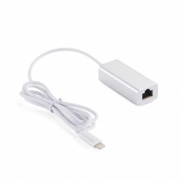 Imagine Adaptor iPhone Lightning la Ehernet LAN T-M Alb, ADAPT-LIGHT-NW-WL	