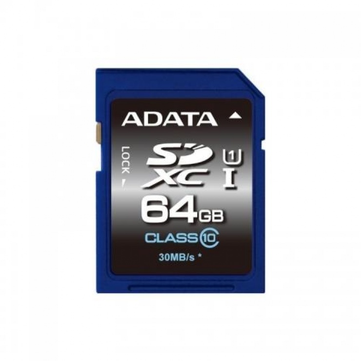 Imagine Card de memorie SDXC 64GB clasa 10, ADATA ASDX64GUICL10-R