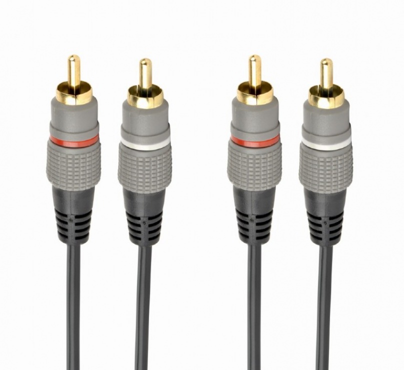 Imagine Cablu audio Premium 2 x RCA la 2 x RCA T-T 2.5m, Gembird CCAP-202-2.5M