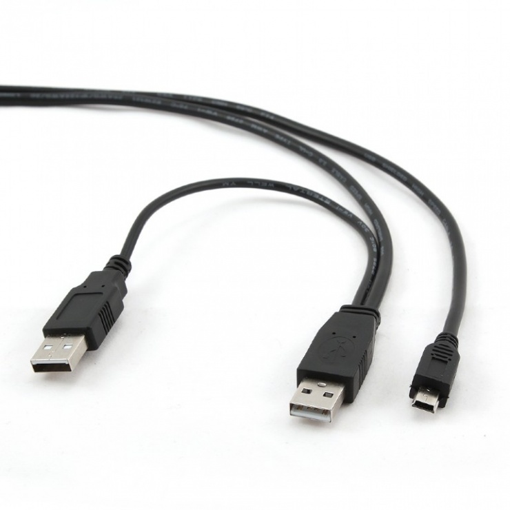 Imagine Cablu Y alimentare USB 2.0 la mini USB-B 0.9m, Gembird CCP-USB22-AM5P-3