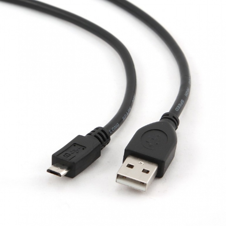Imagine Cablu USB 2.0 la micro USB-B T-T 0.5m negru, Gembird CCP-mUSB2-AMBM-0.5M