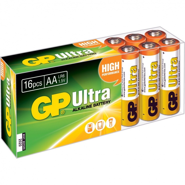 Imagine Set 16 buc baterie AA (R6) ultra alcalina, GP Batteries