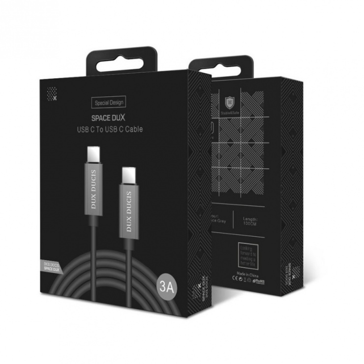 Imagine Cablu de date si incarcare USB-C 3A 1m Argintiu, DUX DUCIS