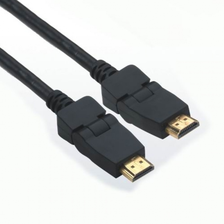 Imagine Cablu HDMI-A v1.4 3D Full HD conector rotativ T-T 3m Negru