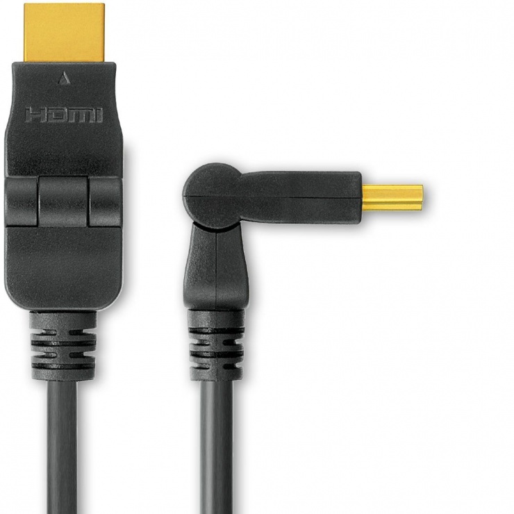 Imagine Cablu HDMI-A v1.4 3D Full HD conector rotativ T-T 2m Negru, KPHDMO2