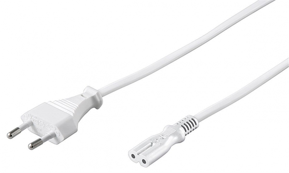 Imagine Cablu alimentare Euro la IEC C7 (casetofon) 2 pini 3m Alb, KPSPM3W