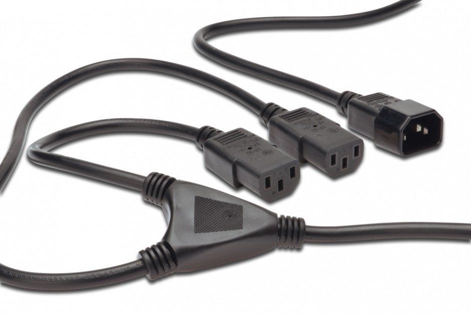 Imagine Cablu prelungitor alimentare in Y pentru PC C14 la 2 x C13 1.8m, KPSY