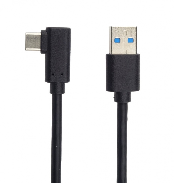 Imagine Cablu USB 3.0-C unghi 90 grade la USB-A 1m T-T Negru, KU31CZ1BK
