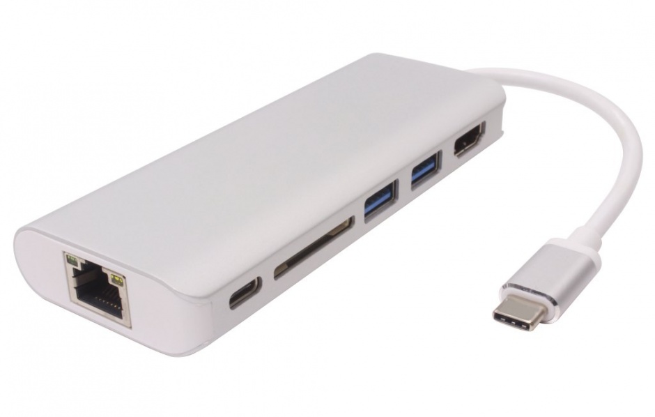 Imagine Docking USB 3.1 tip C la HDMI + LAN Gigabit + 2 x USB3.0 + SD card + alimentare PD, KU31DOCK05
