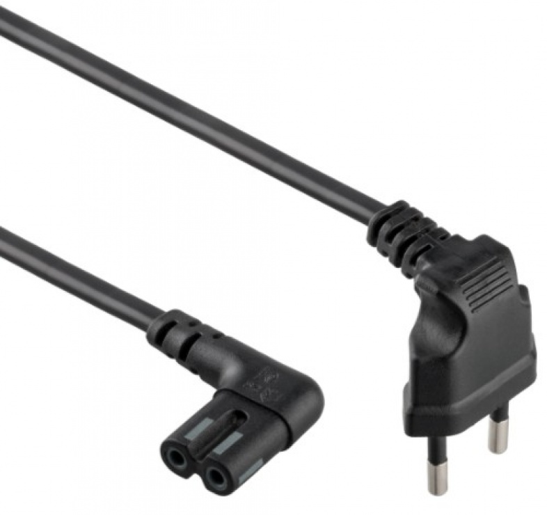 Imagine Cablu de alimentare Euro la IEC C7 unghi 1m Negru, Gembird PC-184L 