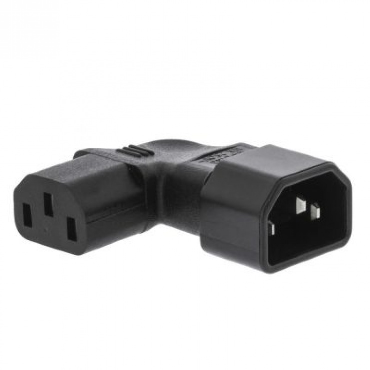 Imagine Conector de alimentare IEC320 C13 la C14 unghi 90 grade stanga Negru, PCGP11903BK