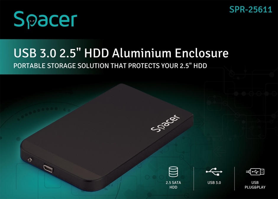 Imagine Rack extern 2.5" HDD SATA cu USB 3.0, Spacer SPR-25611-2
