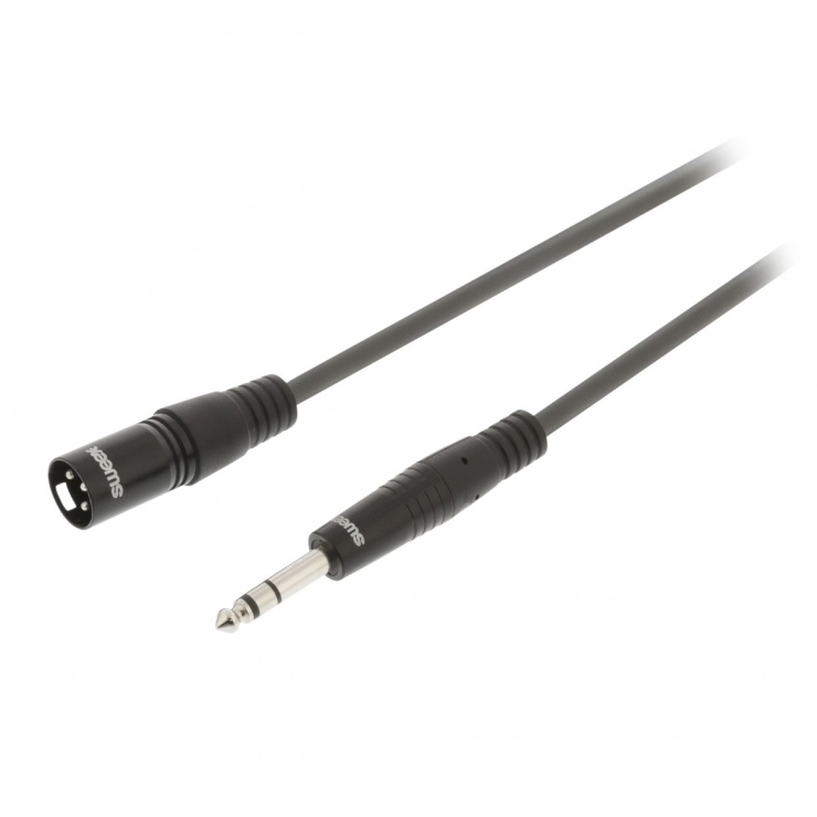 Imagine Cablu audio jack stereo 6.35mm la XLR 3 pini T-T 5m Gri, Sweex SWOP15100E50