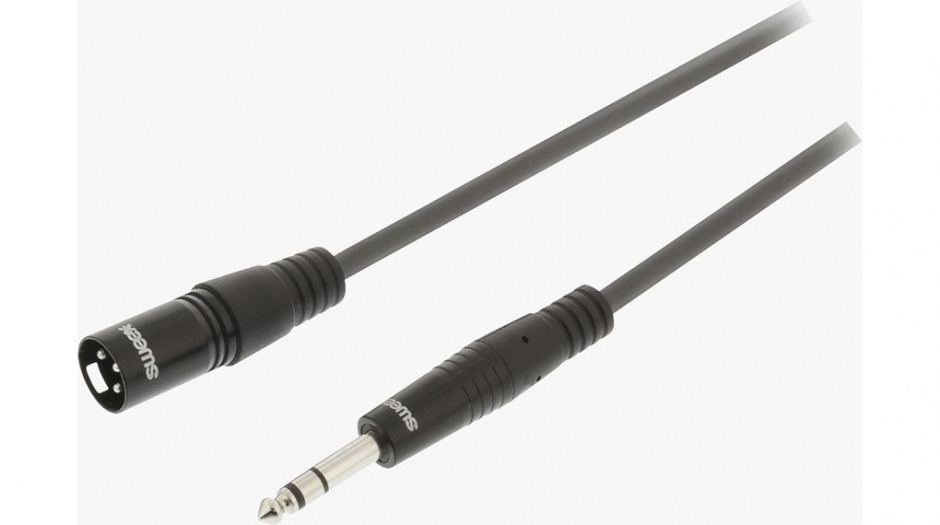 Imagine Cablu audio jack stereo 6.35mm la XLR 3 pini T-T 3m Gri, Sweex SWOP15100E30