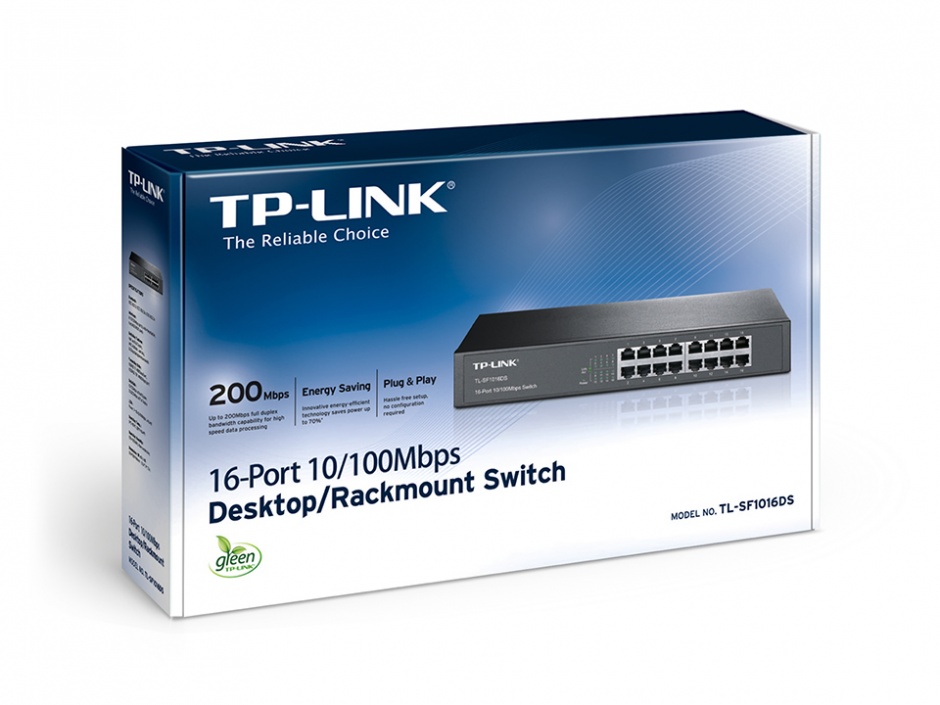 Imagine Switch 16 porturi 10/100Mbps, montabil in Rack, TP-LINK TL-SF1016DS-2