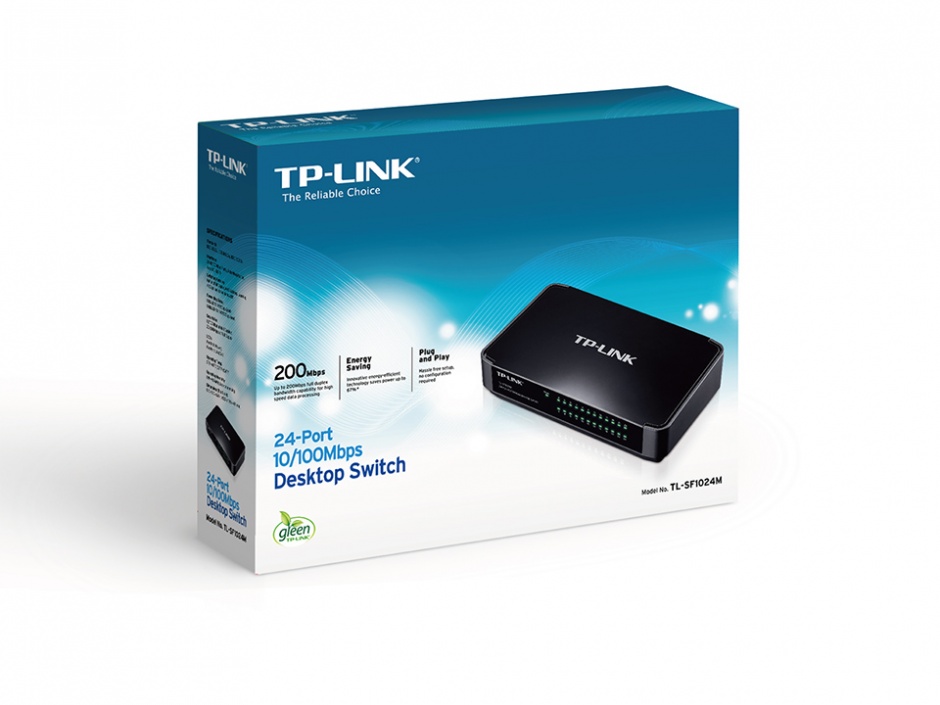 Imagine Switch 24 Port-uri 10/100 desktop, carcasa plastic, TP-LINK TL-SF1024M