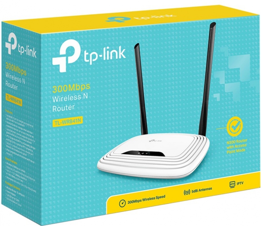 Imagine Router Wireless 300Mbps 2 antene fixe Romana, TP-Link TL-WR841N(RO)-3
