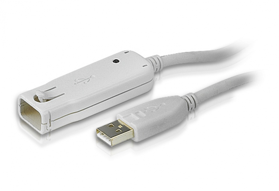 Imagine Cablu prelungitor USB 2.0 activ T-M 12m Alb, ATEN UE2120