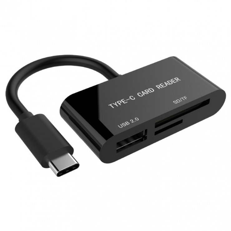 Imagine Cititor de carduri USB-C la USB 2.0-A/ 1 x SD/ 1 x TF, Gembird UHB-CR3-02
