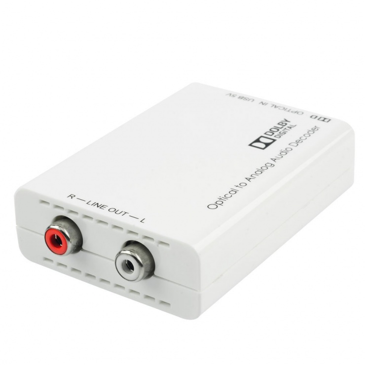 Imagine Convertor audio optic digital Toslink la analog RCA cu Dolby Digital Decoder, Lindy L70471