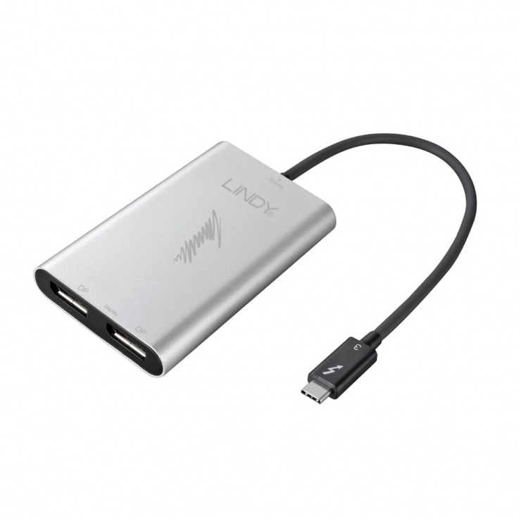 Imagine Adaptor Thunderbolt 3 (USB-C) la 2 x Displayport, Lindy L43901