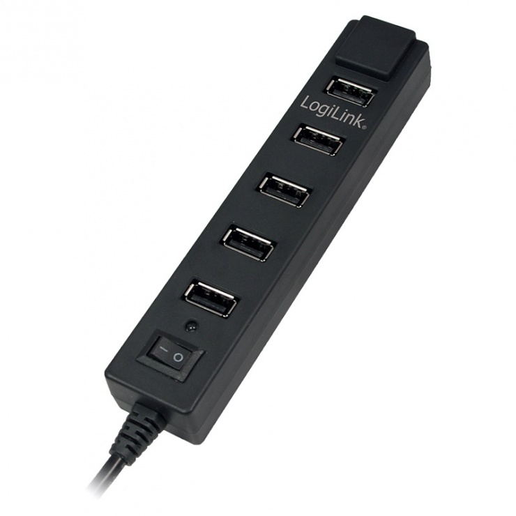 Imagine HUB USB cu 7 porturi USB 2.0 alimentare 3.5A Negru, Logilink UA0124