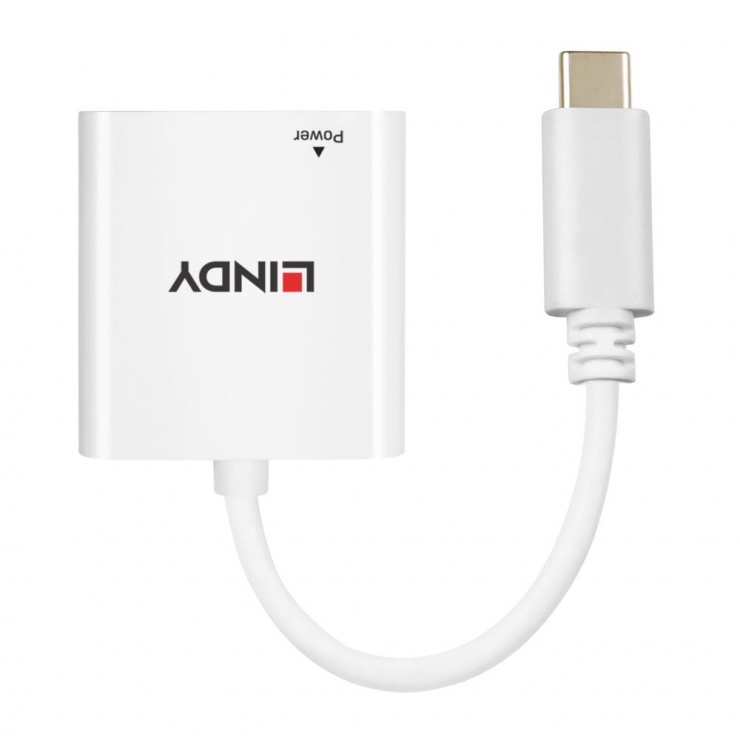 Imagine Adaptor USB-C la Gigabit LAN + alimentare USB-C T-M Alb, Lindy L43284