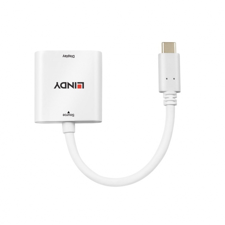 Imagine Adaptor USB-C la HDMI cu HDR 4K@60Hz T-M Alb, Lindy L43276